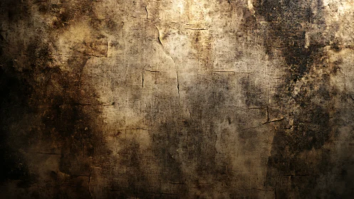 Heavily weathered plaster wall exhibits crack networks and soot staining