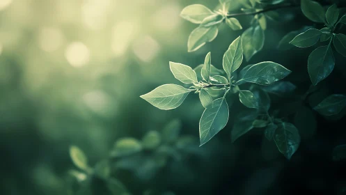 Sunlit leaf chorus whispering in a soft green hush.