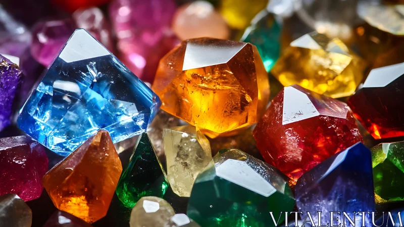Macro optical study of faceted multicolor crystal gemstones.