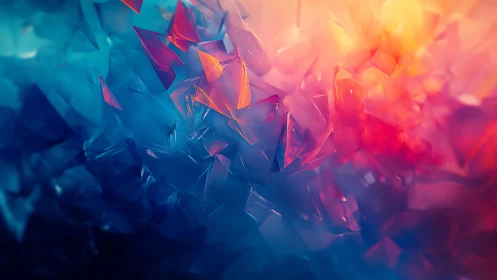 Vibrant Abstract Crystal Shapes in Colorful Digital Art Style.