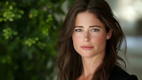 Photorealistic outdoor portrait with shallow depth of field.