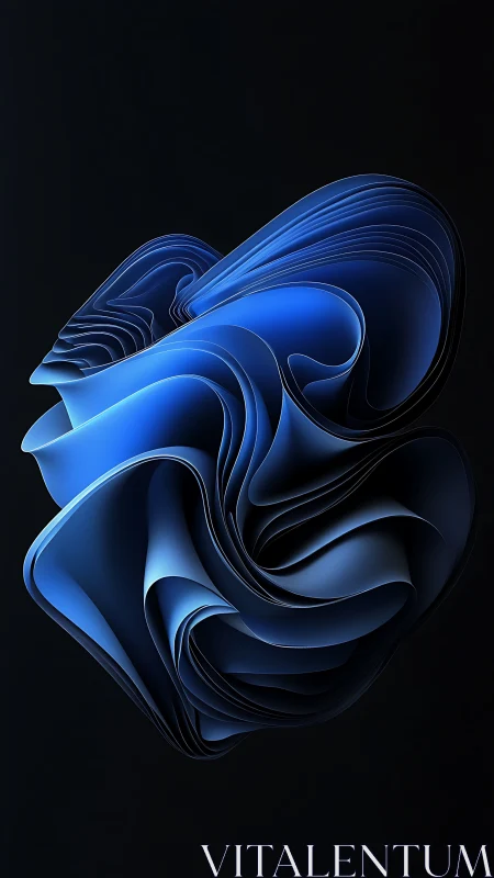 Parametric blue ribbon surface with layered curvature folds