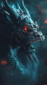 Bioluminescent dragon portrait renders dramatic infernal gaze