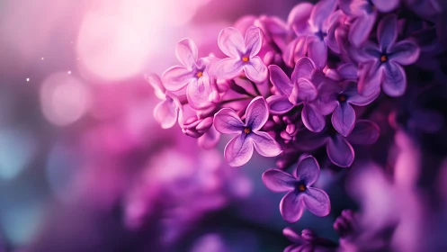 Purple Lilac Flowers in Soft Focus Bloom