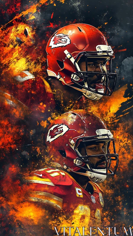 Two Kansas City football players appear in fiery digital art