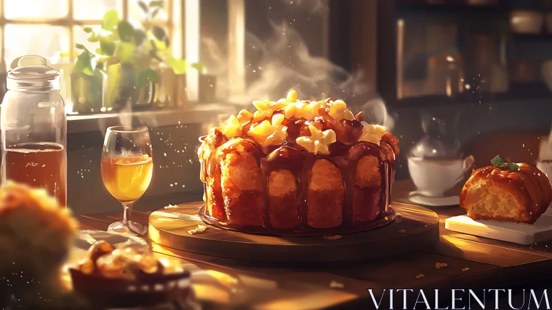 Honeyed Indulgence: A Gilded Feast in Amber Twilight.