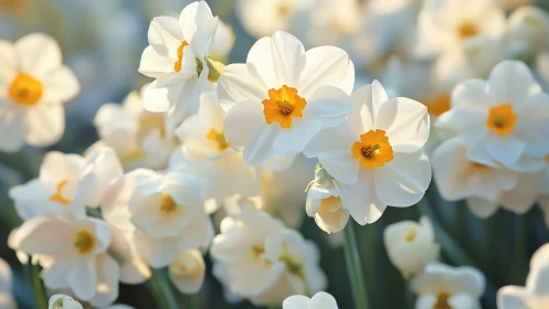 White Daffodils with Golden Cups in Full Bloom.