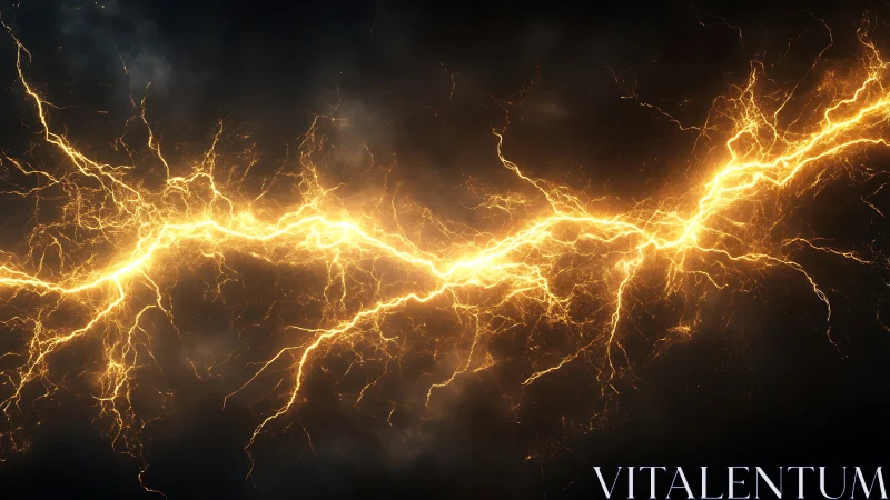 Golden Lightning Storm Energy Discharge.