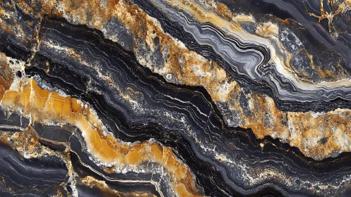 Striking natural black and gold marble texture with bold veining.