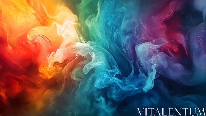 Colorful swirling clouds of paint drift in soft harmony