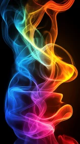 Vibrant multicolor light trails twist over deep black void