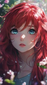 Starlit garden gaze of a red haired spring dreamer.