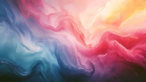 Chromatic fluid vortex forms luminous abstract atmospheric currents