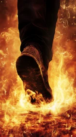 Boot Sole Ignites Inferno Against Flames.