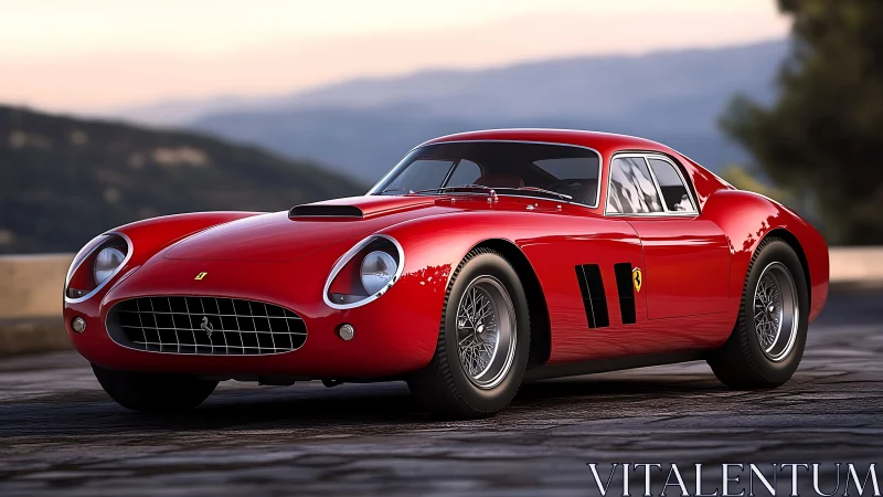 Timeless red sports car basking in soft evening light.