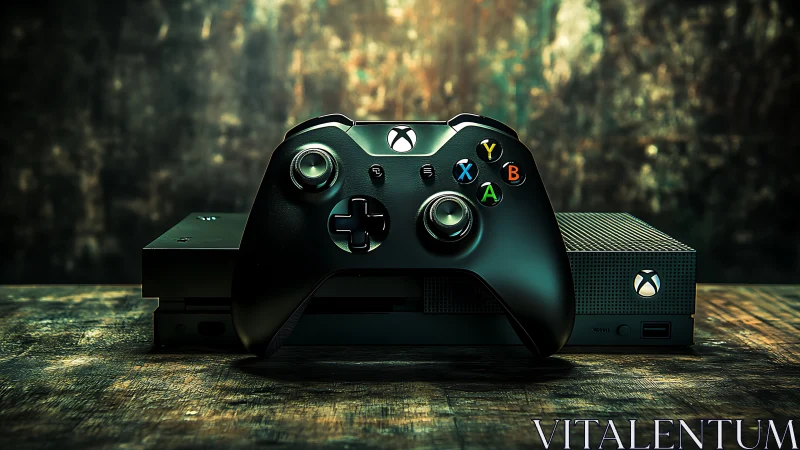 Xbox Controller Centered Against Cinematic Gaming Environment.