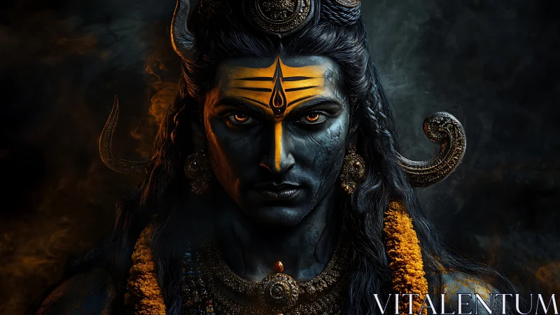 Divine warrior portrait renders Shiva in dramatic chiaroscuro