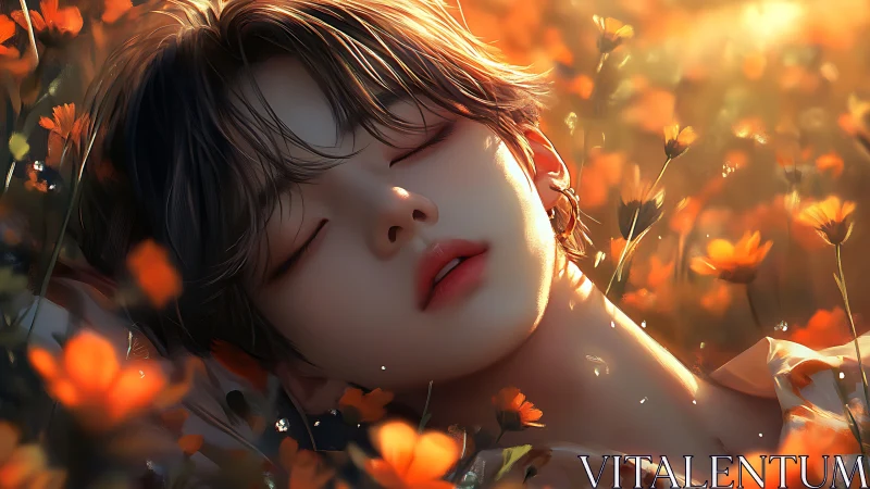 Dreaming in ember petals beneath a late summer flare.