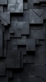 Layered dark metal panels form geometric abstract surface