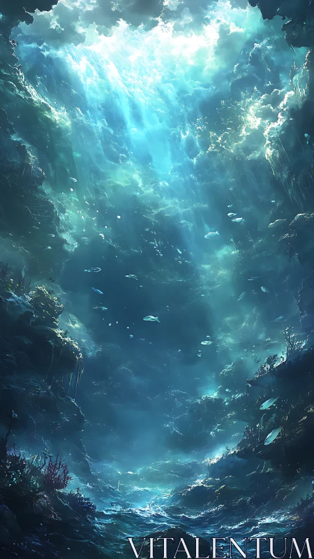 Cathedral of sunlit tides in a dreaming undersea chasm.