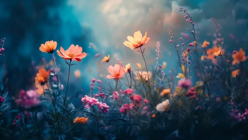 Wildflower Field in Soft Focus Light.