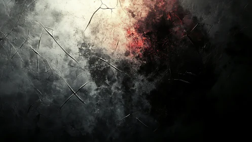 Cracked stormy textures reveal a quiet glow in the dark