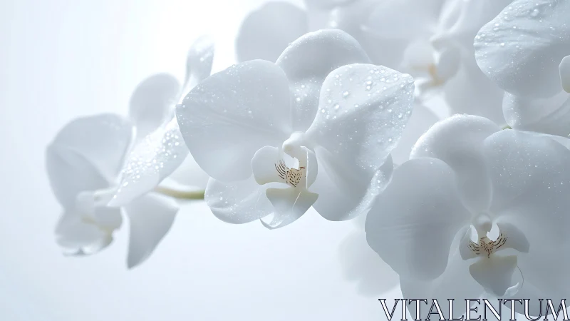 White Orchids with Water Droplets.