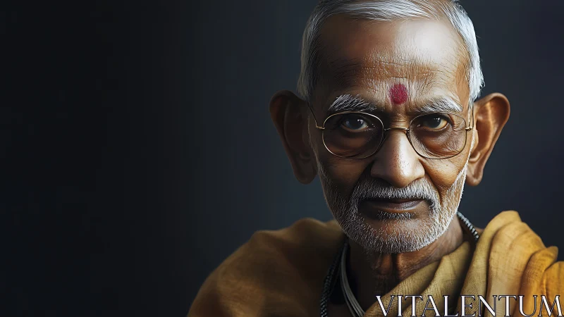 Elderly sage portrait under soft directional studio light.