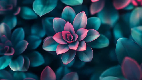 Glowing Succulents in Neon Light.