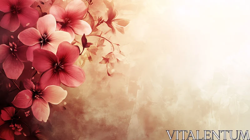 Blooming Red Flowers Dance in Soft, Dreamy Light.