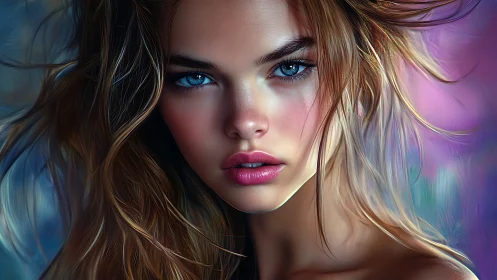 Storm-tossed gaze carves neon calm through painted chaos