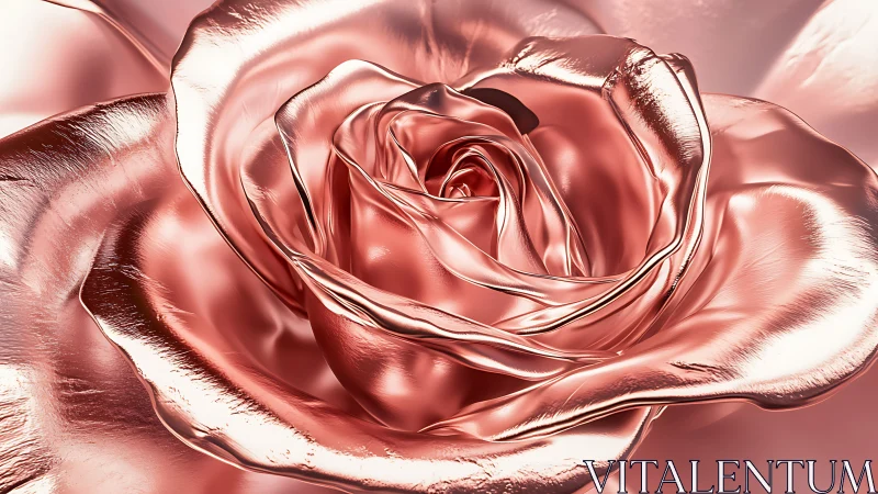 Metallic pink rose with glossy reflective petals rendered digitally
