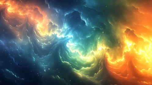 Chromatic plasma vortices in turbulent nebular continuum field.