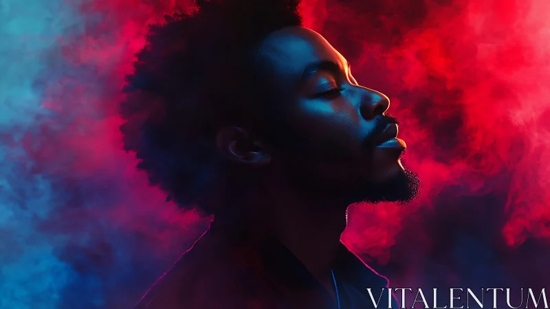 Neon hush around a dreamer wrapped in electric dusk.