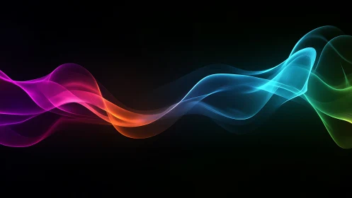 Colorful flowing light waves dancing across the dark.