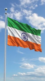 High-resolution rendering of Indian flag with realistic fabric dynamics