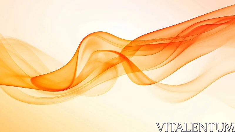 Translucent orange ribbons curve across a luminous gradient field