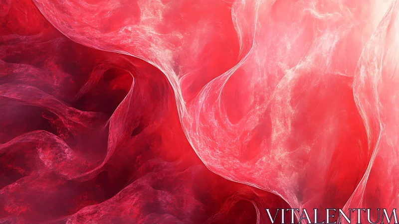 Abstract Red Waves Digital Artwork with Flowing Texture.