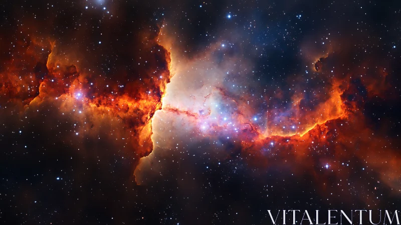 Stellar nebula ridge glows through deep cosmic dust field.