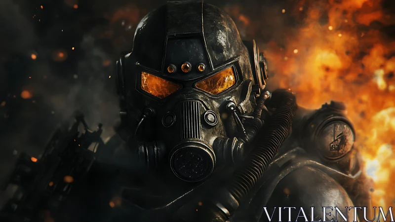 Armored firewalker marches through a storm of molten sparks