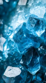 Macro study of vivid blue mineral crystal cluster.