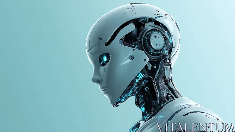 Graceful futuristic robot gazing ahead with quiet curiosity.