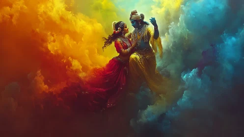 Divine Love in Clouds: A Celestial Dance.
