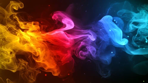 Chromatic vapor plumes collide in a high-contrast digital nebula