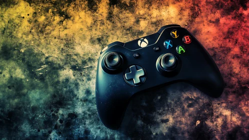 Xbox Controller Against Vibrant Textured Backdrop.
