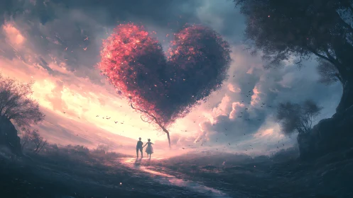 Two Souls Beneath the Burning Heart Tree.