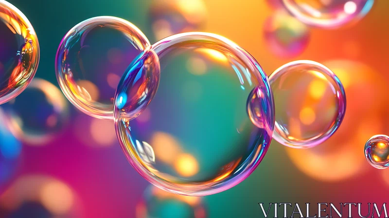 Glowing soap bubbles drift through a dreamy neon light haze