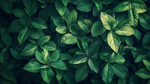 Dense green foliage with layered overlapping leaves pattern.