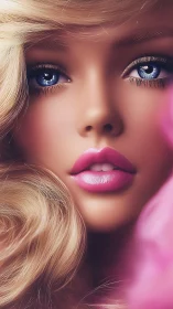 Hyperreal close-up portrait renders stylized doll-like glamour