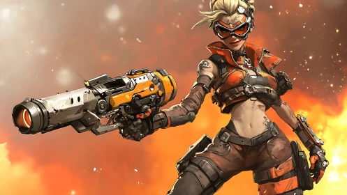 Confident futuristic heroine ready for action and adventure.